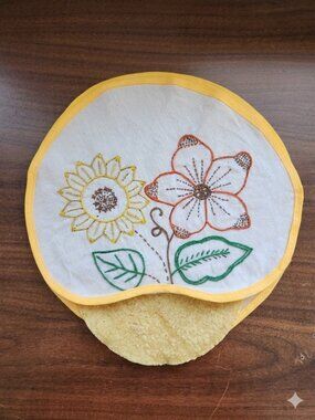 Handmade Embroidered Cloth Tortilla Warmer 11" Floral Tortillero